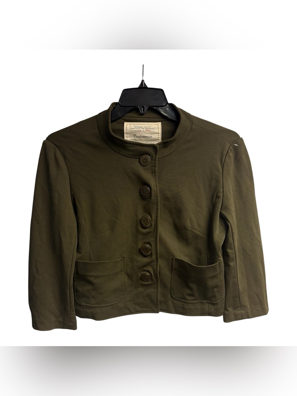 Cartonnier Anthropologie Knit Cropped Military Style Jacket Blazer Size Large - Picture 1 of 4